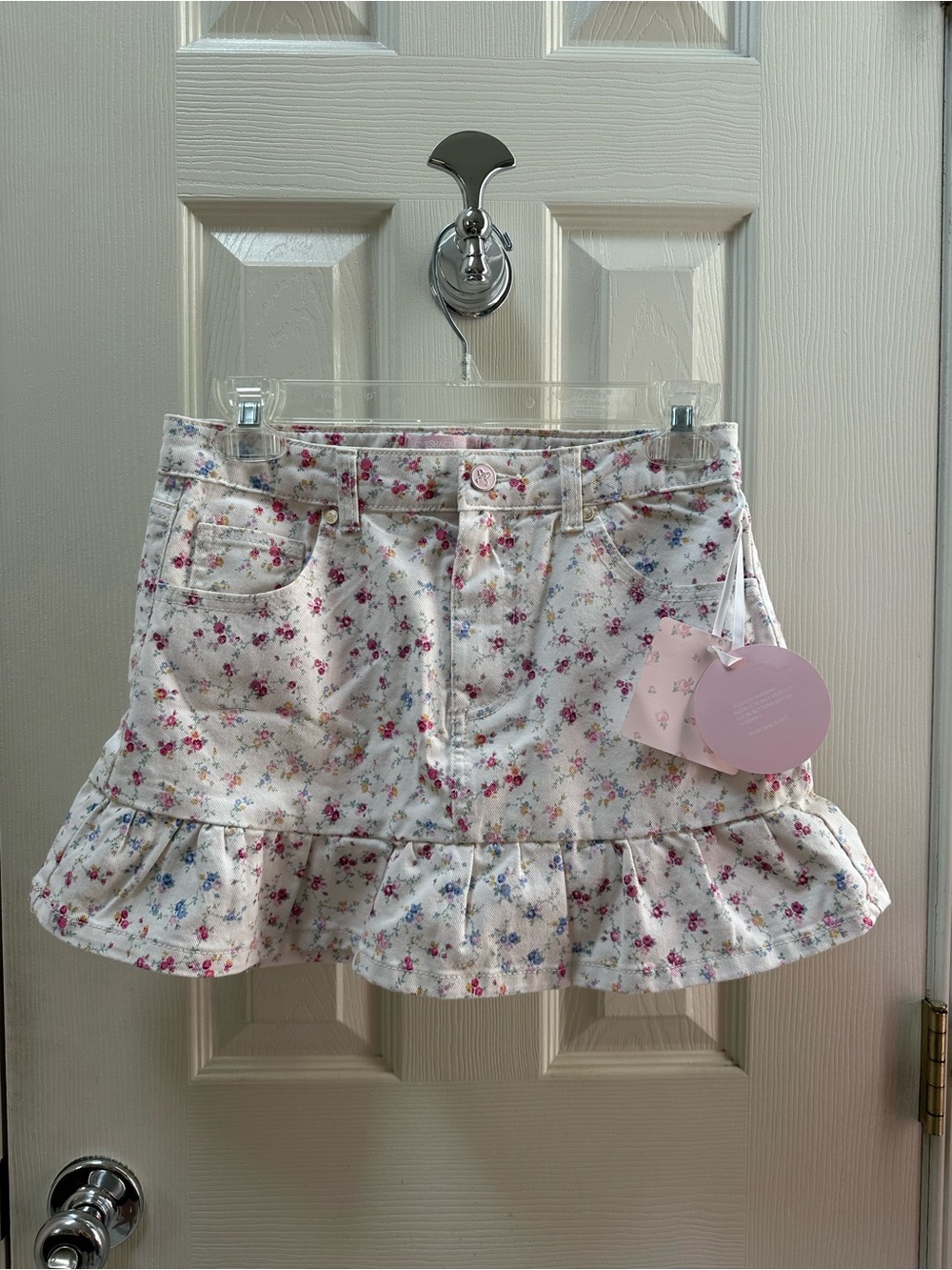 LoveShackFancy x Target Girls' Olivia Sunrise Patchwork Ruffle Hem Denim Skirt